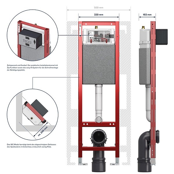 MODUL FOR TOILET TECE BASE 320 MM