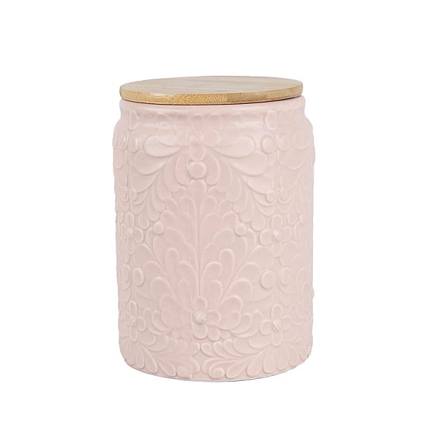 CANISTER BAMB LID PINK 9.2X15.6CM 730ML