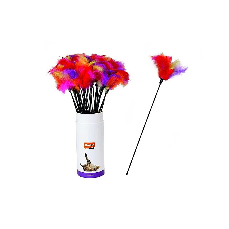 TOY CAT TICKLER FEATHERS KARLIE 45CM TOY CAT TICKLER FEATHERS KARLIE 45CM