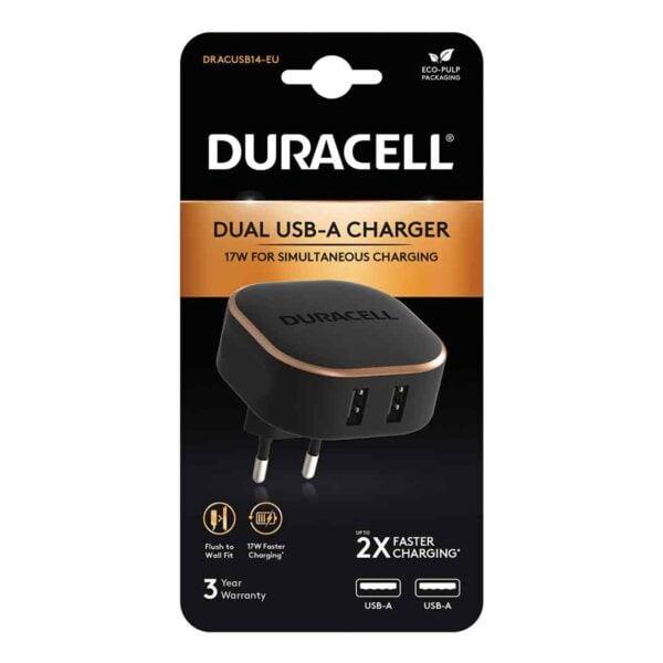 Mājsaimniecības lādētājs Duracell DRACUSB14-EU. 2 x USB 17 W