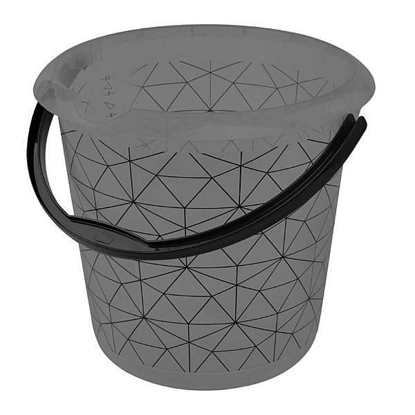 BUCKET WITH DECOR POLYGON 10L BLACK