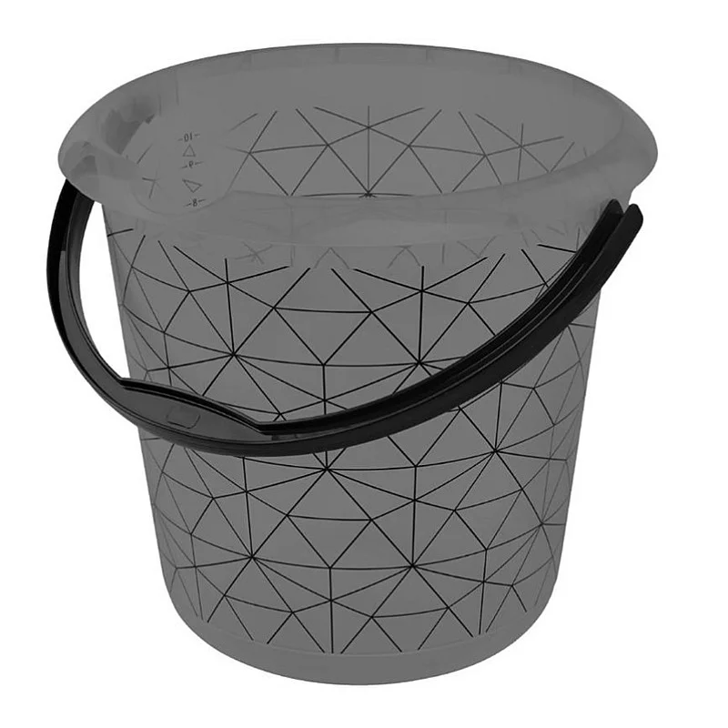 BUCKET WITH DECOR POLYGON 10L BLACK