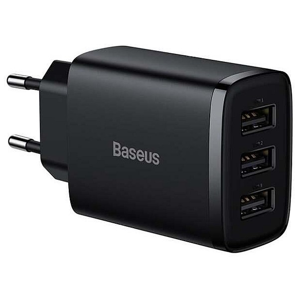 Įkroviklis Baseus CCXJ020101. 3 x USB. juoda