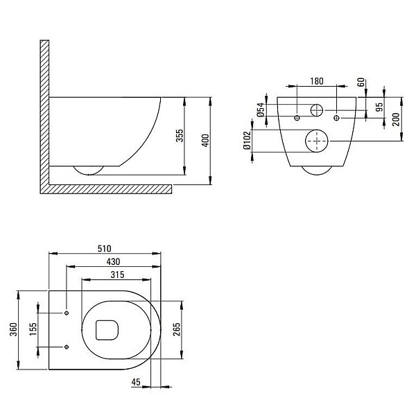 WC SEAT/PEONIA ZERO WALL MOUNT WC BOWL