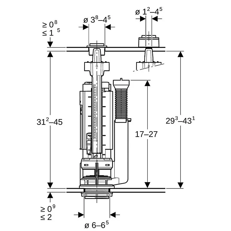 Ūdens nolaišanas mehānisms Geberit. 31.2 mm