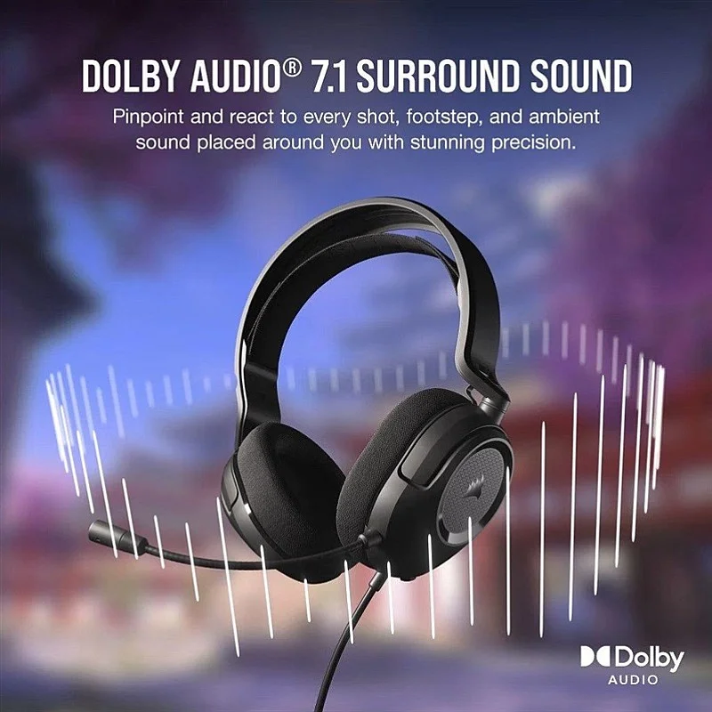 Vadu spēļu austiņas Corsair HS35 SURROUND v2. melna Vadu spēļu austiņas Corsair HS35 SURROUND v2. melna