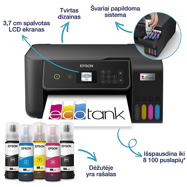 Daugiafunkcis spausdintuvas Epson ECOTANK L3280. spalvotas