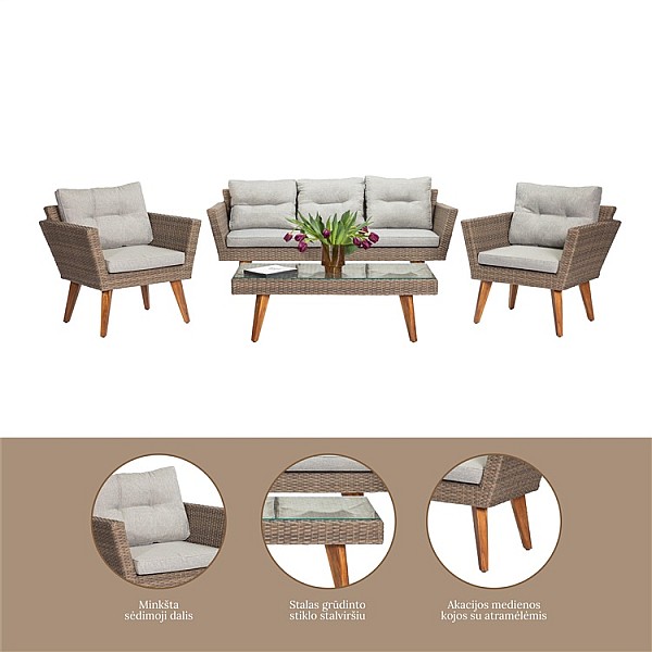 OUTDOOR FURNIT SET TABLE 2CHAIR AND SOFA