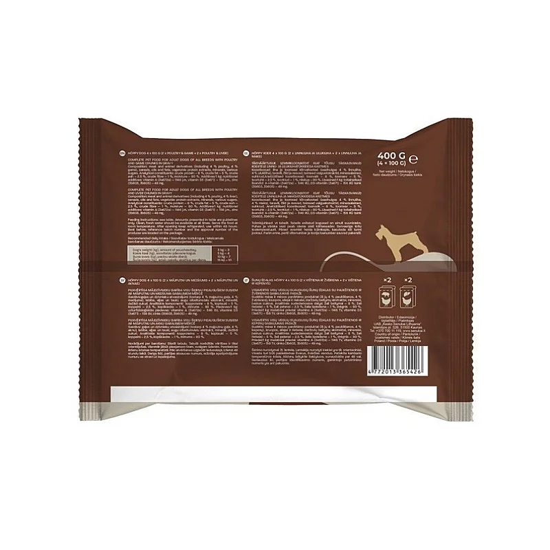 Šlapias šunų maistas Höppy žvėrien/kepenėl/paukštiena 0.4kg