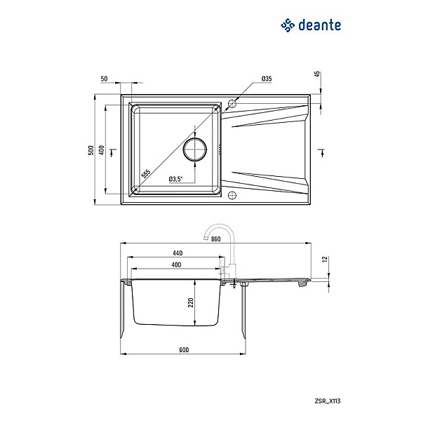 ZORBA GRAN SINK 76X44X16 ZQZ_N113 BLK