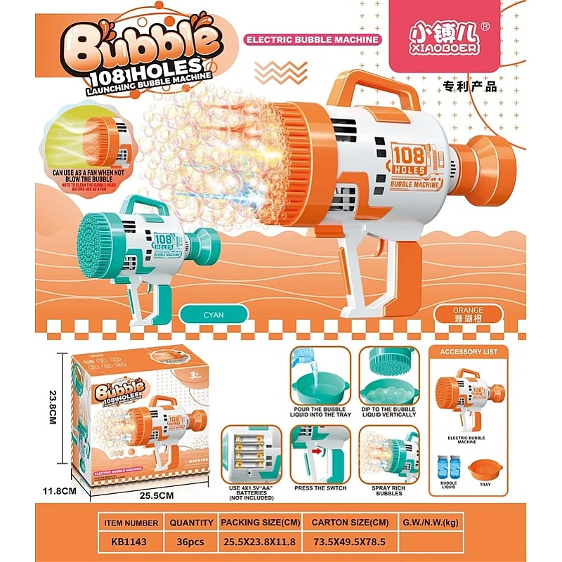 SOAP BUBBLES GUN WITH 108 HOLES KB1143