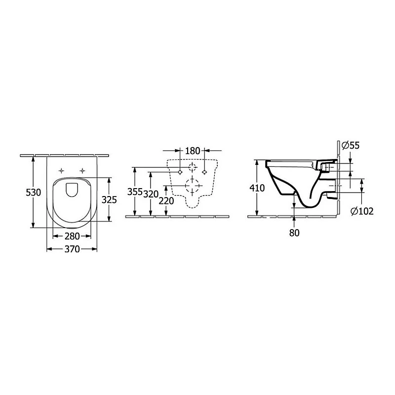 Sienas tualete. pakari Villeroy & Boch 4675R001. 530x330 mm