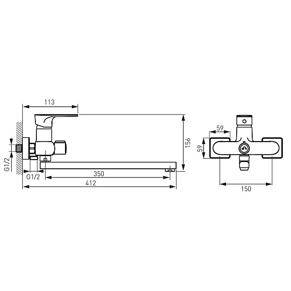 MIXER FOR BATH FERRO ALGEO SQUARE BAQ5A