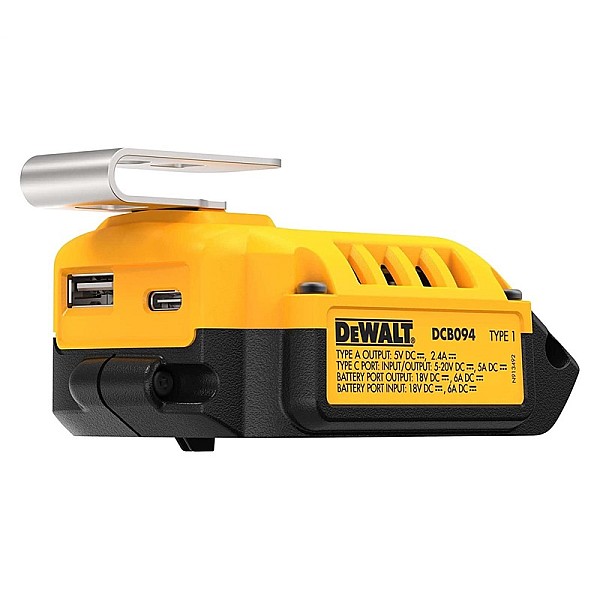 Akumuliatorių įkroviklis USB Dewalt DCB094K. 18 V