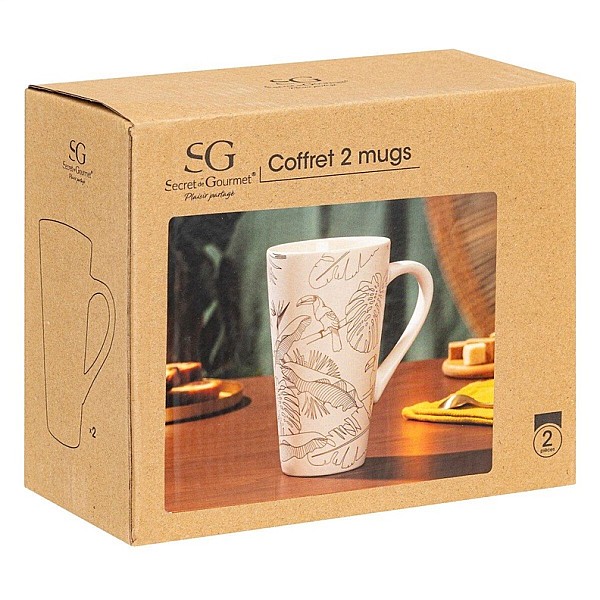 SET 2 MUGS L TOUCAN 500ML