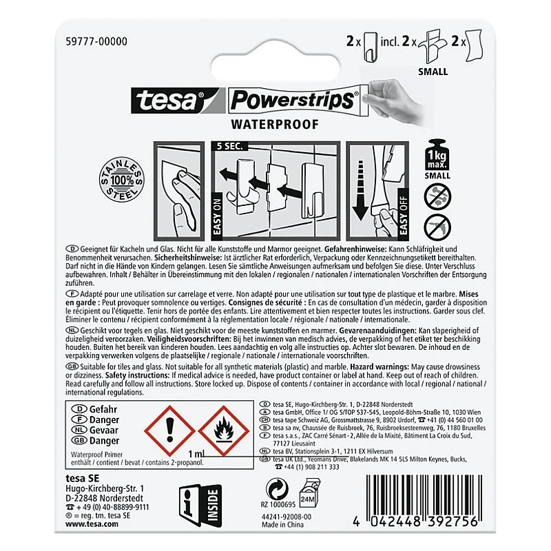 Drabužių kabliukas Tesa tesa 59777. nerūdijančio plieno