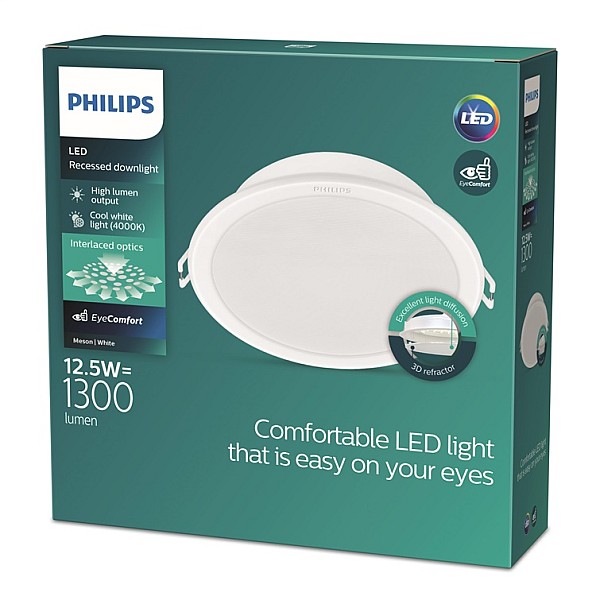 Įmontuojamas šviestuvas Philips Meson. 12.5W. 4000°K. LED