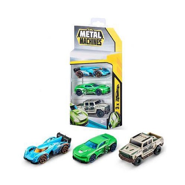 TOY SET 3 CARS METAL MACHINES 6715