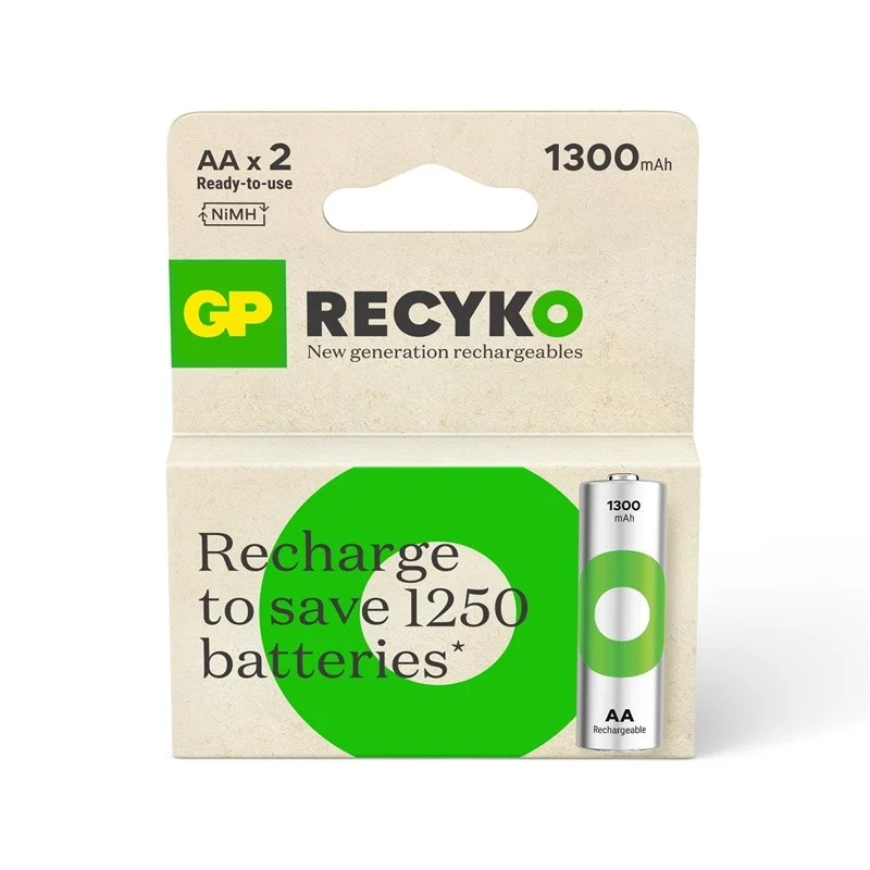 Įkraunami elementai GP RECYKO AA. 1300mAh. 2 vnt.