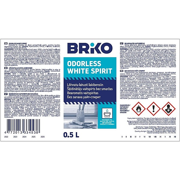 WHITE SPIRIT ODORLESS BRIKO 0.5L