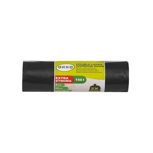 WASTE BAGS GREEN/BLACK 150L 5PCS 60MY