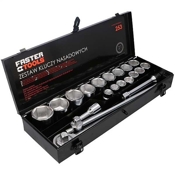 SOCKET WRENCH SET 21PCS 3/4 19-50MM