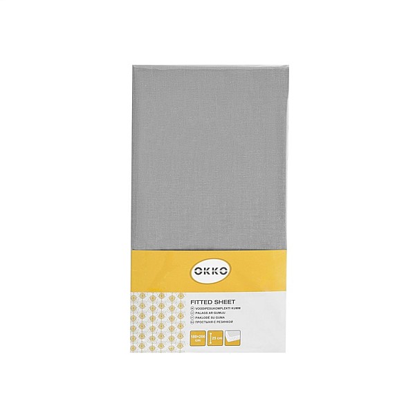 FITTED SHEET POLYCOTTON 180X200+25 GREY