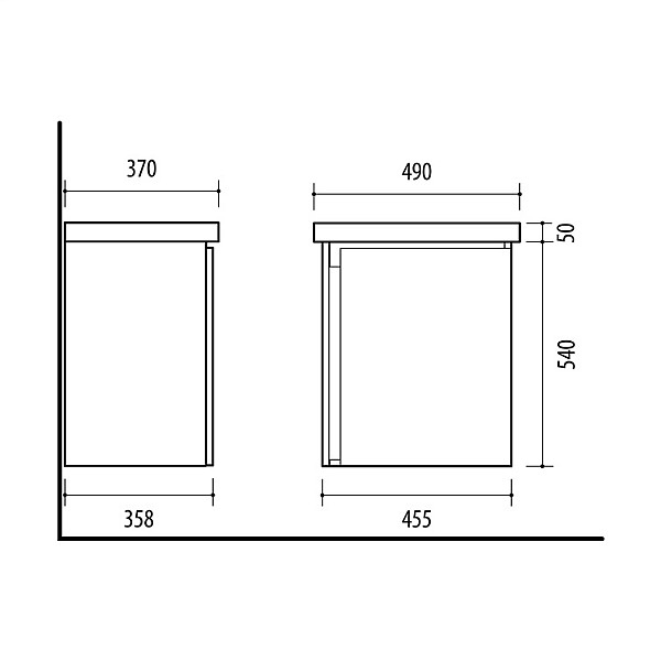 CAB WITH WASHBASIN WTU-50AZ-PM WOOD ASH