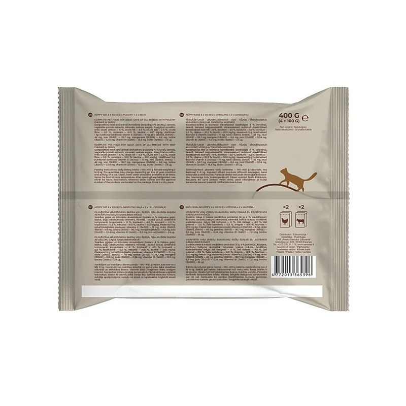 Šlapias kačių maistas Höppy. jautiena/paukštiena. 0.4 kg