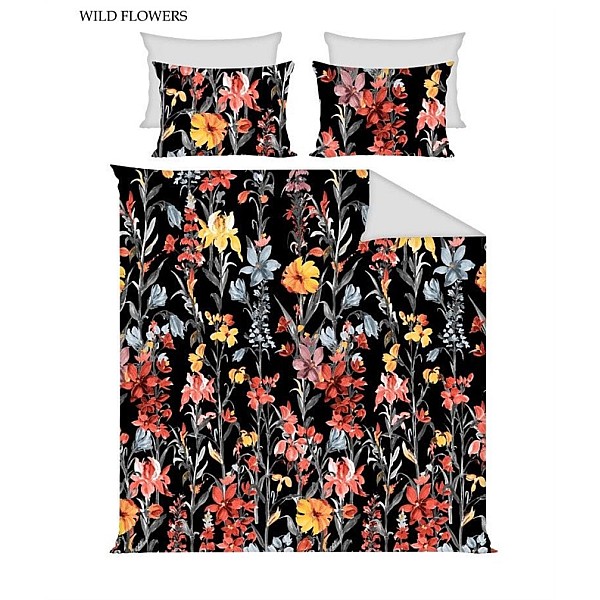 BED COV SET COTTON WILD FLOWERS 140X200