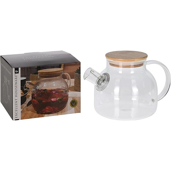 TEAPOT GLASS 1L HEAT RESIST BOR GLASS