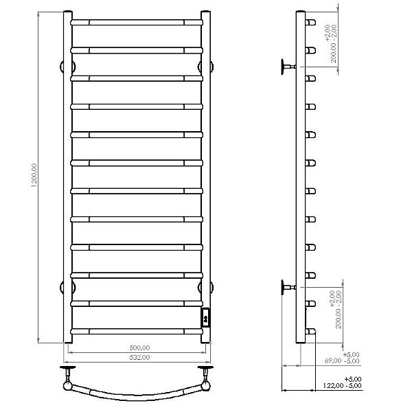 TOWEL HEATER L.50X120.D12.ESITYTIME CHR