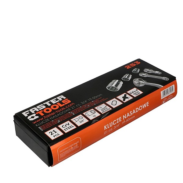 SOCKET WRENCH SET 21PCS 3/4 19-50MM