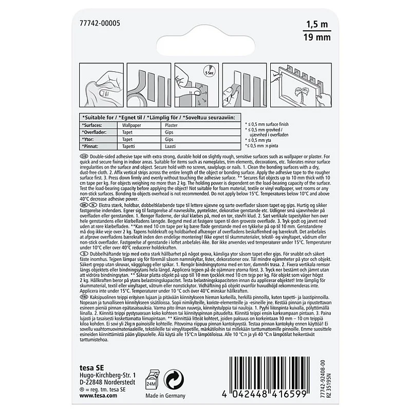 TAPE DOUBLE-SIDE 1.5MX19MM FOR WALLPAPER TAPE DOUBLE-SIDE 1.5MX19MM FOR WALLPAPER