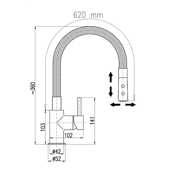 SINK MIXFLEXSPOUT DSE919.5/12CMATC