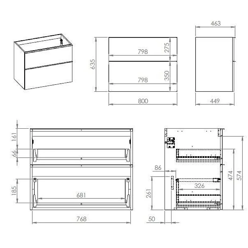 CABINET ELITA LOOK BLACK MAT 80 CABINET ELITA LOOK BLACK MAT 80