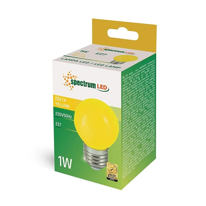 LED KULKA E-27 230V 1W YELLOW SPECTRUM