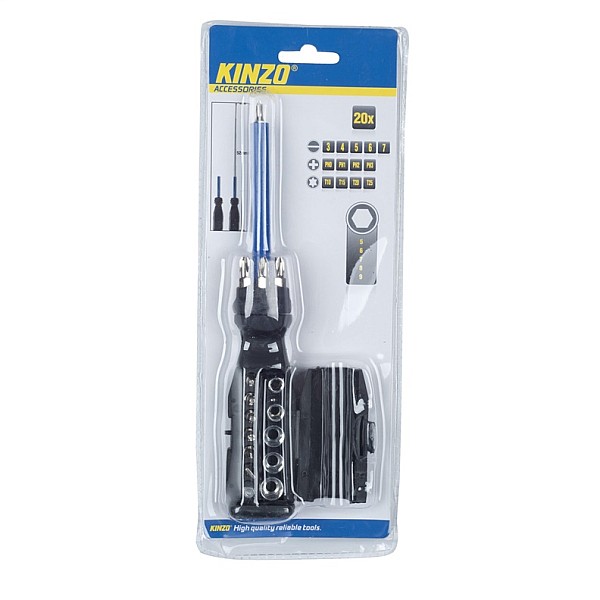 SCREWDRIVER +BITSET 20PCS OT KINZO NO DB