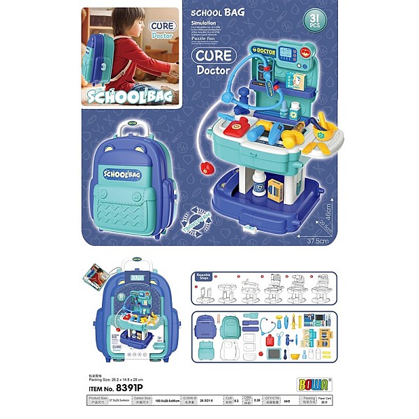 Rotaļlietu ārsta komplekts School Bag-Cure Doctor 8391p