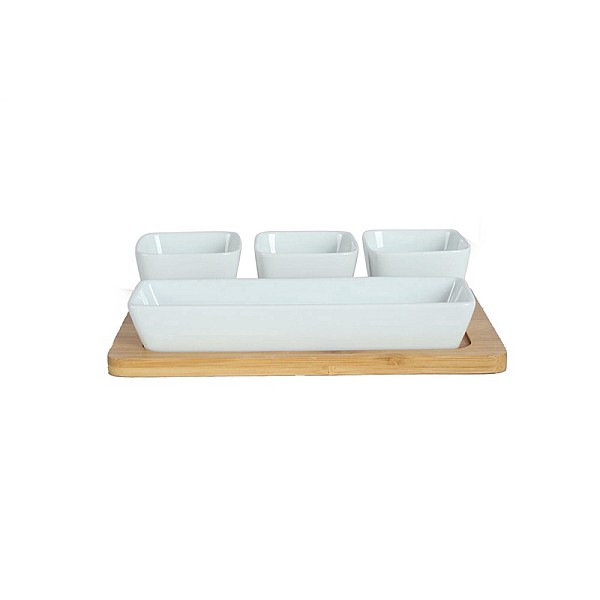 SQUARE BOWL BAMBOO PLATTER 26.1X17CM