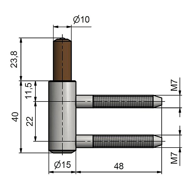 Durų lankstas TKZ POLNA 9733253L. 1.5×6.38 cm