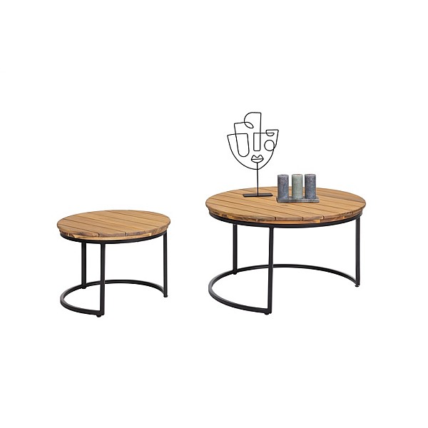 OUTDOOR TABLE SET BROWN/BLACK