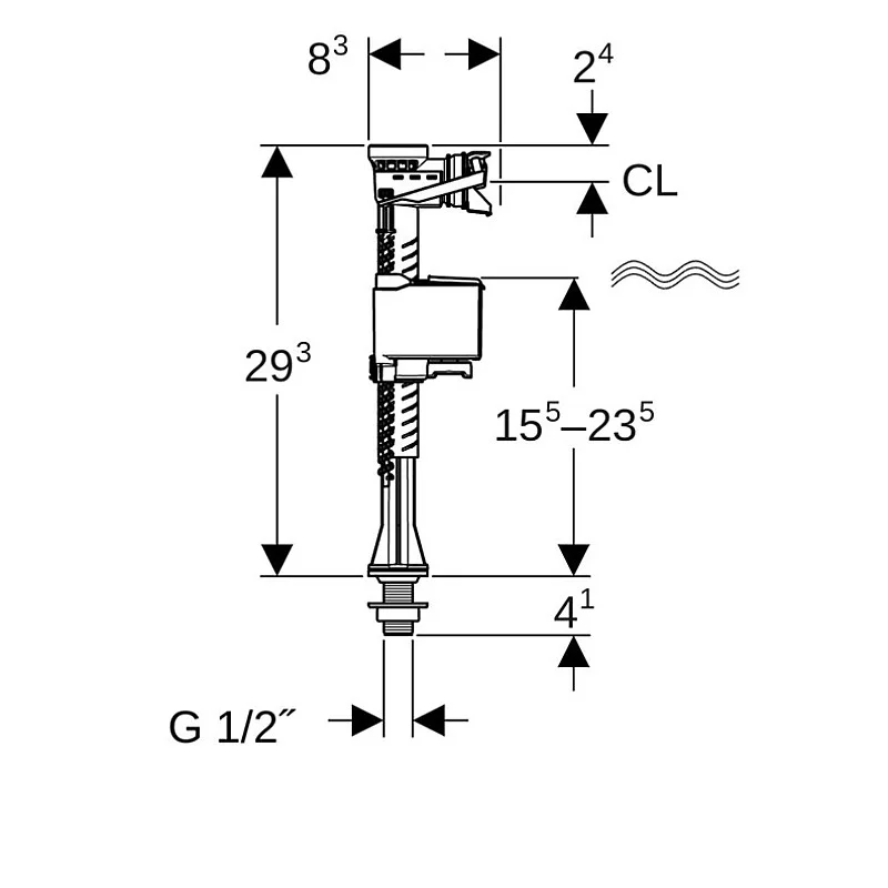 Ūdens uzpildes vārsts Geberit. 290 mm