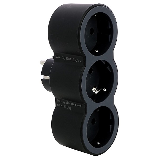 MOP SCH 3X2P+E FRONT OUTLETS BLACK