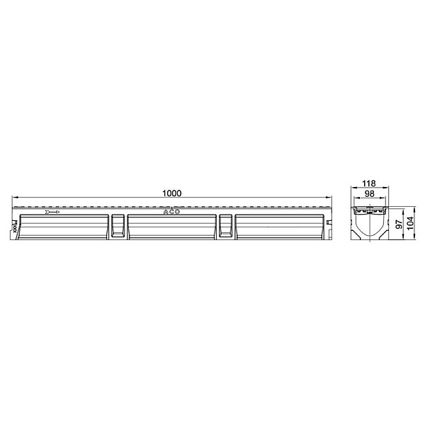 DRAINAGE DUCT CAST IRON GRATE 1 M DN100