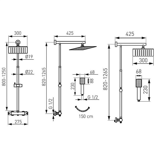 SHOWER SET FERRO NP75SQ-TRV7U