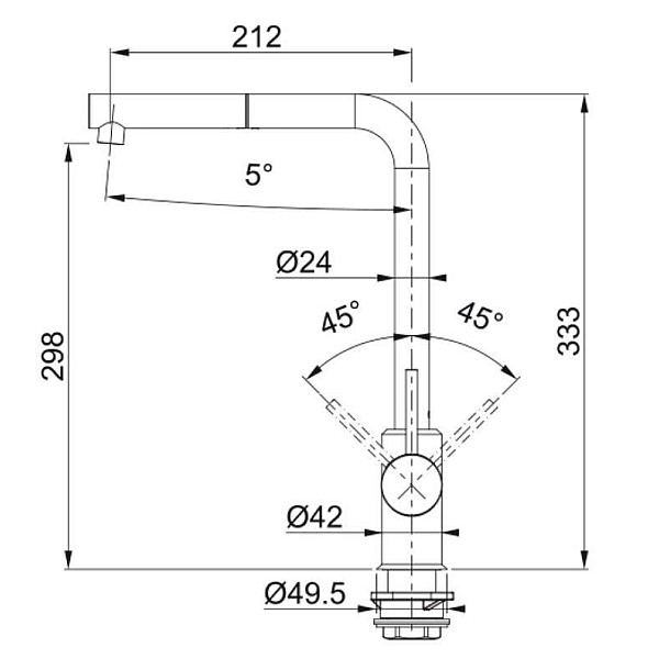 TAP SIRIUS L SIDE PULL-OUT HP CHR/ON