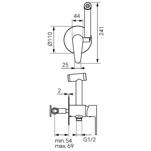 MIXER BIDET W/ SET HIDDEN BCD66P