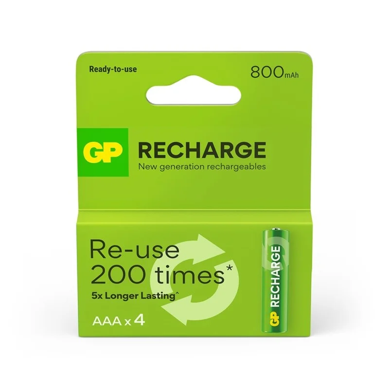Įkraunami elementai GP RECHARGE AAA. 800mAh. 4 vnt.