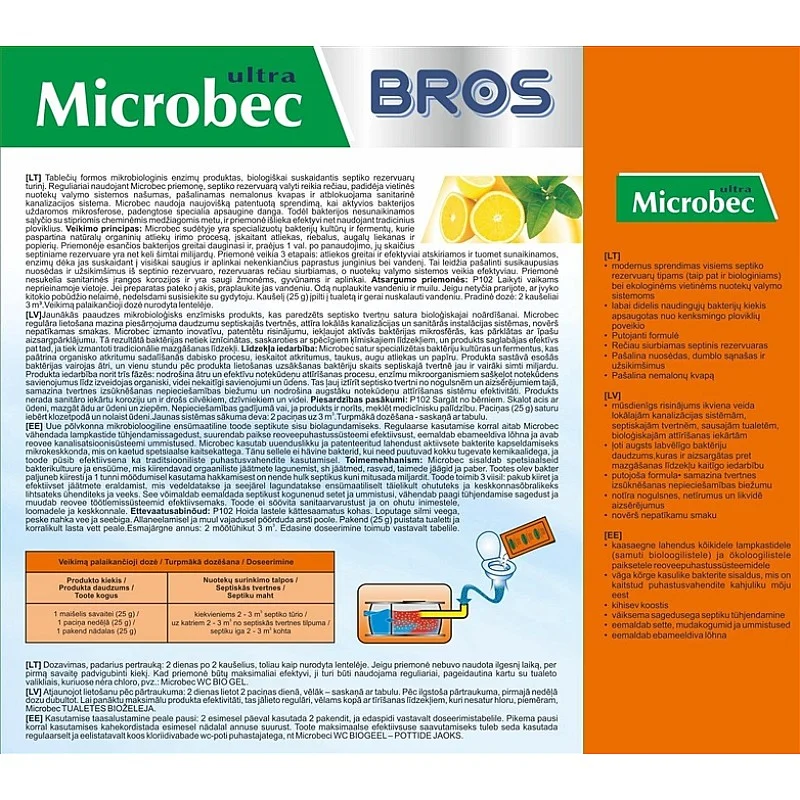 Bioaktivators notekūdeņu tvertnēm Bros Microbec. 0.15 l